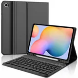 Hülle Mit Tastatur Für Samsung Galaxy S6 Lite 10.4" (2024/2022/2020), Hülle Mit Tastatur Für Samsung Galaxy Tab S6 Lite 2024, Kabellose Bluetooth Magnetisch Abnehmbarer Qwertz Layout, Schwarz