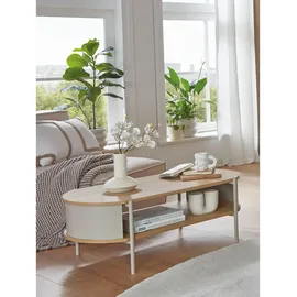 Haku-Möbel Couchtisch Eiche Hellgrau, Metall, Holzwerkstoff, oval, Rundrohr, 54x37x100 cm, offenes Fach, Wohnzimmer, Wohnzimmertische, Couchtische