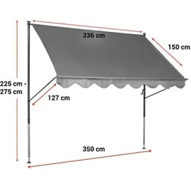 Angerer Klemmmarkise Standard 350 cm uni terra