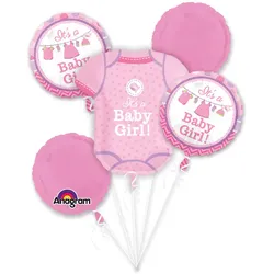 5 Folienballons im rosa Babyparty-Design