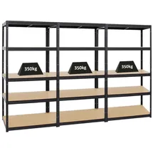 Proregal Schwerlastregal Metall 180x90x60 cm schwarz 5 Ebenen
