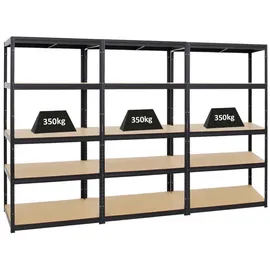 Proregal Schwerlastregal Metall 180x90x60 cm schwarz 5 Ebenen