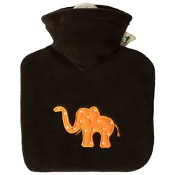 Kinder-Wärmflasche 0,6 l mit Bezug Fleece braun Elefant
