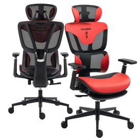 Trisens Bürostuhl in modernem Racing-Design - ergonomischer Gaming Schreibtischstuhl mit Nacken- und Lordosenstütze - komfortabler Gaming Stuhl mit atmungsaktiver Netzrückenlehne und Wippfunktion