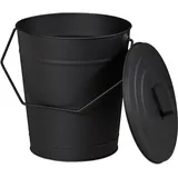 Relaxdays Ascheeimer mit Deckel 12 l schwarz