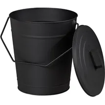 Relaxdays Ascheeimer mit Deckel 12 l schwarz