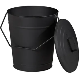 Relaxdays Ascheeimer mit Deckel 12 l schwarz