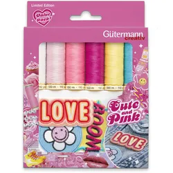 Gütermann Nähfadenbox Cute and Pink mit Applikationen 9-tlg.