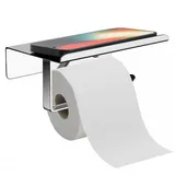 Klorollenhalter ohne Bohren, Praktisch WC Rollenhalter ohne Bohren Selbstklebend Klopapierhalte mit Ablage Wandmontage Toilettenpapierhalter WC Papier Halterung für Küche, Schlafzimmer, Badzimmer