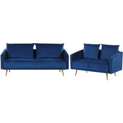 Sofa Set Samtstoff dunkelblau 5-Sitzer MAURA