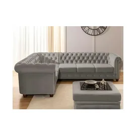 S-Style Chesterfield Ecksofa Cleo Blink ¦ grau ¦ Maße (cm): B: 264 H: 72
