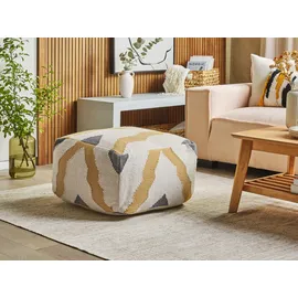 Beliani Pouf Zeugma Wolle 60 x 40 x 60 cm Beige