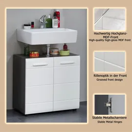 WELLTIME Waschbeckenunterschrank Sovana Waschbeckenunterschrank mit 2 Türen - (B/T/H) 60/31/57 cm silberfarben|weiß