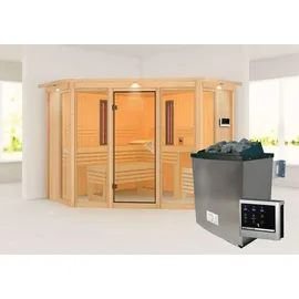 Karibu Infrarotkabine Anik mit Ofen + 2 Infrarotstrahler Natur