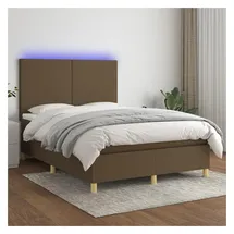 vidaXL Boxspringbett mit Matratze & LED Dunkelbraun 140x200 cm Stoff