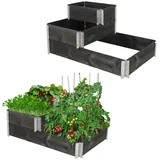 Baumarktplus Stufenbeet 3er Set Palettenrahmen Hochbeet 114x75x60 cm aus Holz schwarz Garten Balkon stapelbar