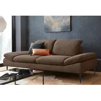 2,5-Sitzer W.SCHILLIG "enjoy&MORE", braun (mocca s37), B:232cm H:87cm T:110cm, Chenille-Flachgewebe R66 (85% Polyester, 15% Nylon);Longlife Xtra-Leder Z59: Glattleder mit modischer Prägung. Hautstärke 0, 9 - 1, 1 mm;Stoff S37 (100% Polyester), Sofas, Sitztiefenverstellung, Füße schwarz pulverbeschichtet, Breite 232 cm
