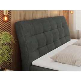 MKS Meble Boxspringbett 140x200 mit Matratze, Bett mit Multipocket - Matratze H4 und Topper, Polsterbett 140x200 mit Bettkasten und Kopfteil, DIEGOS - 140x20... - Dunkelgrau