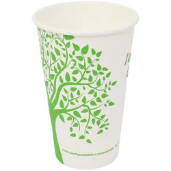 emissimo Bio Einwegbecher "GreenTree" 0,355 L - Pappe PLA-beschichtet umweltfreundlich Kaffeebecher  50 Stück