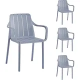 VORTIVO Gartenstuhl stapelbar – wetterfest, bis 200 kg, für Balkon, Terrasse & Esszimmer (4 St), bis zu 200 kg belastbar grau