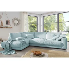 KAWOLA Ecksofa Madeline Cord Recamiere links hellblau