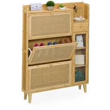 Relaxdays Schuhschrank 95 x 127 x 19 cm mit 1 Schublade hellbraun / braun