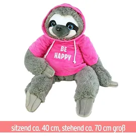 BEMIRO Faultier mit Pullover Plüschtier pink Be Happy" - ca. 60 cm - rosa