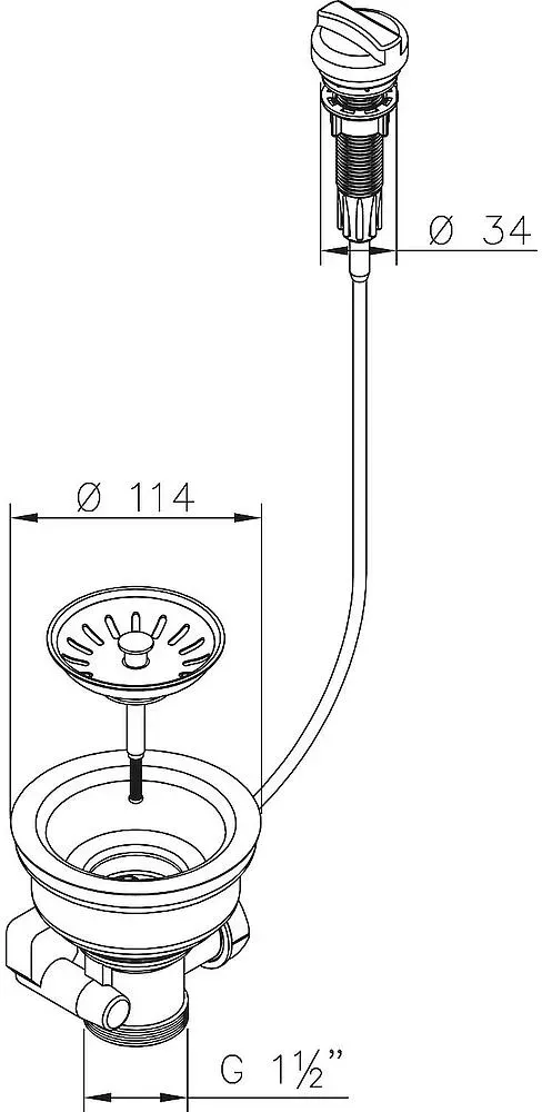 Siebkorb-Exzenterventil DN40 (1 1/2'') Ø114 mit Drehbetätigung, Drehgriff aus Edelstahl