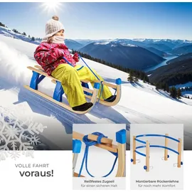 Tectake tectake® Holzschlitten klappbar, mit Rückenlehne 38 x 109,5 x 45 cm, Belastbarkeit 130 kg