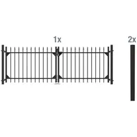 GAH Alberts Doppeltor-Set Chaussee Schwarz z. Einbetonieren 100 cm x 301 cm