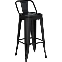 2er-Set Tolix Barhocker | Schwarz Matt | Metall | Industrial Barstuhl, Industrie Barhocker