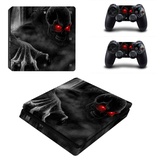 DOTBUY PS4 Slim Skin Aufkleber Sticker Design Folie schützende Haut Schale für Sony Playstation 4 Slim Konsole und 2 Dualshock Controller (Red Eye Skull)