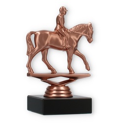 Pokal Kunststofffigur Reiter bronze auf schwarzem Marmorsockel 13,3cm