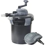 HEISSNER Teichfilter Heissner Druckfilter Set HLF3000-00 inkl. 7 Watt U (Komplett-Set) grau