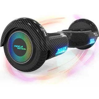 MEGA MOTION Hoverboard,Elektro Scooter 6,5 LED E-Balance Scooter mit Motorbeleuchtung und Bluetooth chrome rosa E-Skateboard - Schwarz