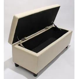berlinlodge Aufbewahrungs-Truhe Sitzbank Lars HxBxT 45x112x45cm Creme Leder + Kunstleder