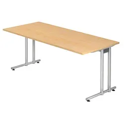 HAMMERBACHER Prokura Schreibtisch ahorn rechteckig, C-Fuß-Gestell silber 180,0 x 80,0 cm