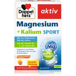 Doppelherz Magnesium + Kalium SPORT Brausetabletten trägt zur normalen Funktion des Nervensystems bei 6x15 TABL
