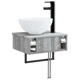 vidaXL Wandmontiertes Waschbecken Grau Sonoma 40 x 35 x 39 cm