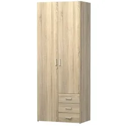 Spell Kleiderschrank 2 Türen, 3 Schubladen eiche Struktur Dekor.