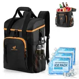 LuxusKollektion Kühltasche Kühlrucksack 30 Can 3 Kühlakkus Thermo Flaschenöffner Schwarz