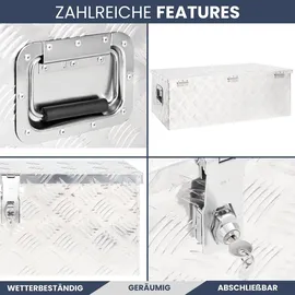 deluke DELUKE® Aluminiumbox mit Deckel Abschließbar Alubox Deichselbox Alu Anhängerbox Werkzeugkiste Transportbox Metallkiste, 100x55x37cm Silber
