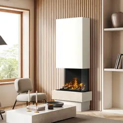 muenkel design Garda [Elektrokamin Opti-myst]: Jura (Schiefer beige) - Haube weiß