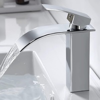 kisimixer Wasserhahn Bad Wasserfall, Waschtischarmatur für Badezimmer, Modern Einhandmischer Armatur Waschbecken aus Messing mit Auslauf Höhe 232mm, Mischbatterie Waschbecken, Verchromt