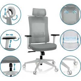 HJH Office Comfio Wmh Netzstoff Grau