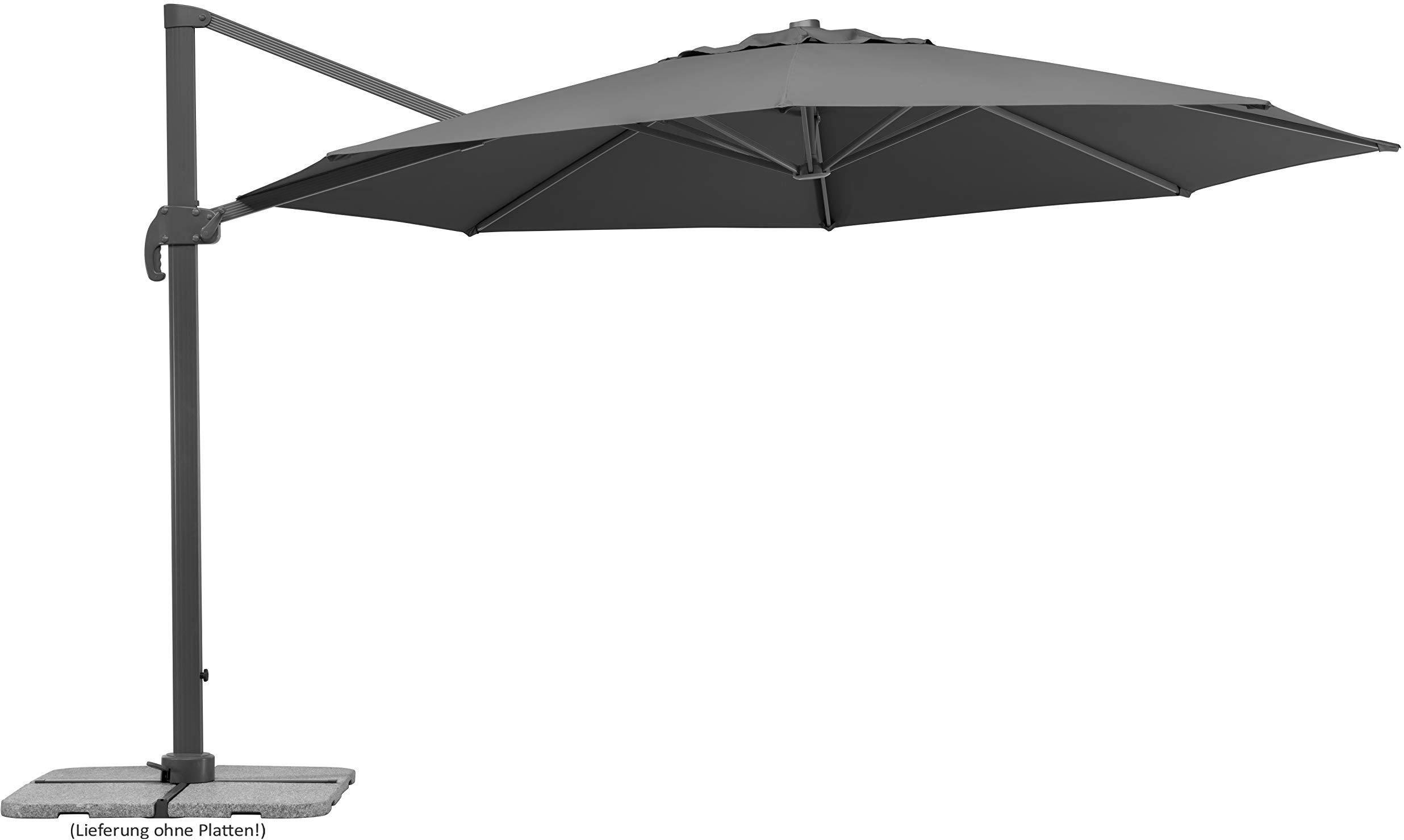 Schneider Sonnenschirm Rhodos Grande, anthrazit, 400 cm anthrazit, 789-15, Gestell Aluminium, Bespannung Polyester, 25.5 kg