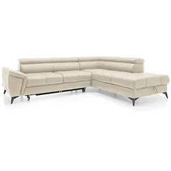 Ecksofa Mocca Leder Beige