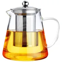 Glas-Teekanne mit herausnehmbarem Teesieb, herdofenfest, Teekessel, Blüten- und lose Teeblätter, 950 ml