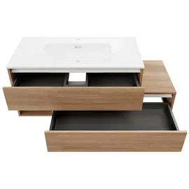 Fackelmann Waschbeckenunterschrank 2 Schubladen 128,5 x 50 x 46 cm Oak/Weiß