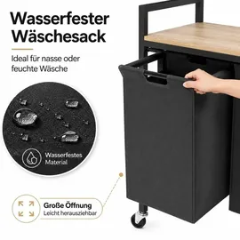 DanDiBo Ambiente DanDiBo Wäschekorb mit Rollen und 1 Ablage Wäscheregal Wäschesammler 3 Fächer 96697 Wäschebox Regal Wäschetonne Wäschesortierer Wäschetrenner